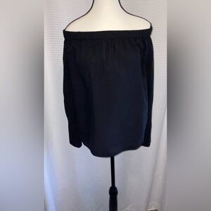 Women’s‎ Zara off shoulder loose fit black cotton blouse size XS